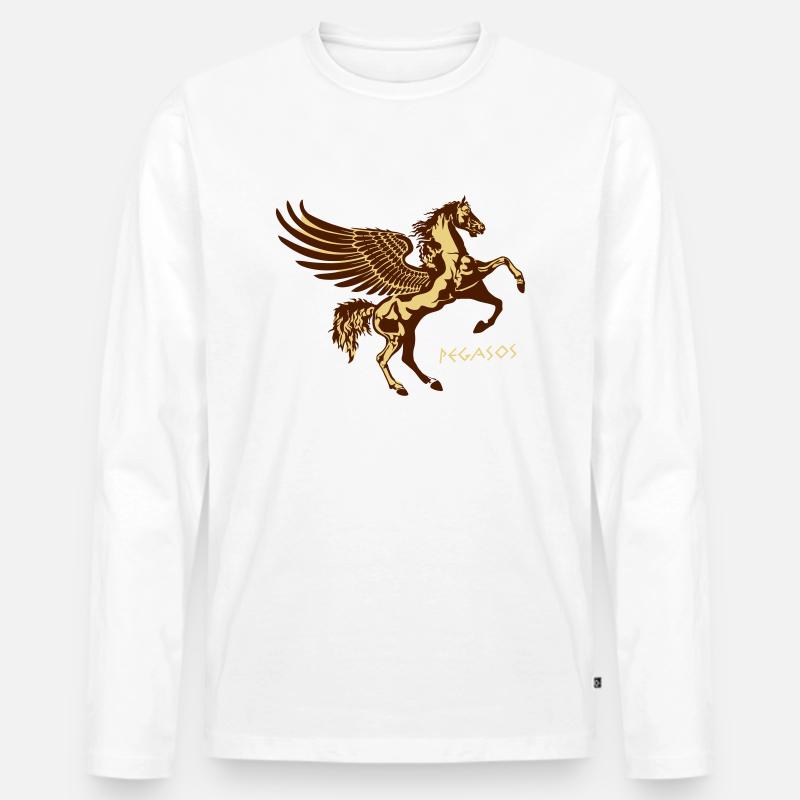 Pegasos Pferd - Männer Premium Bio Langarmshirt - Weiß