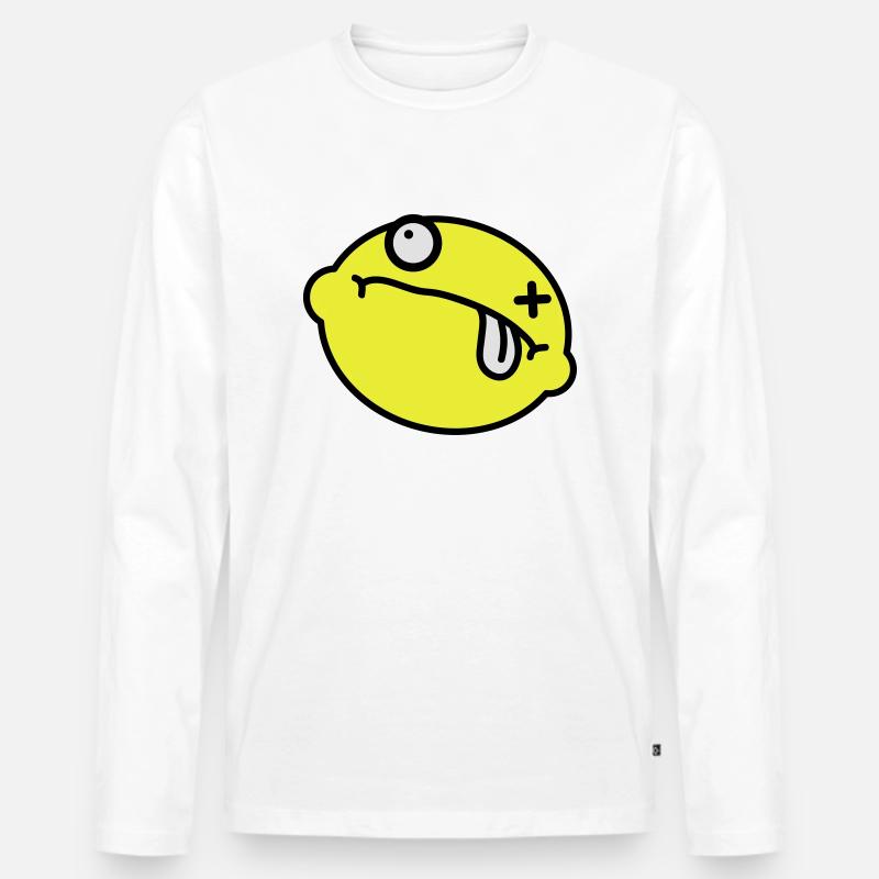Dead Lemon Smiley - Männer Premium Bio Langarmshirt - Weiß