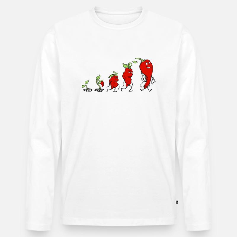 Chili Evolution - Männer Premium Bio Langarmshirt - Weiß