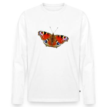 Butterfly peacock butterfly - Men's Premium Organic Long Sleeve Shirt - white - Front - Nico (187cm)