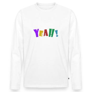 YEAH! - Männer Premium Bio Langarmshirt - Weiß - Vorne - Nico (187cm)