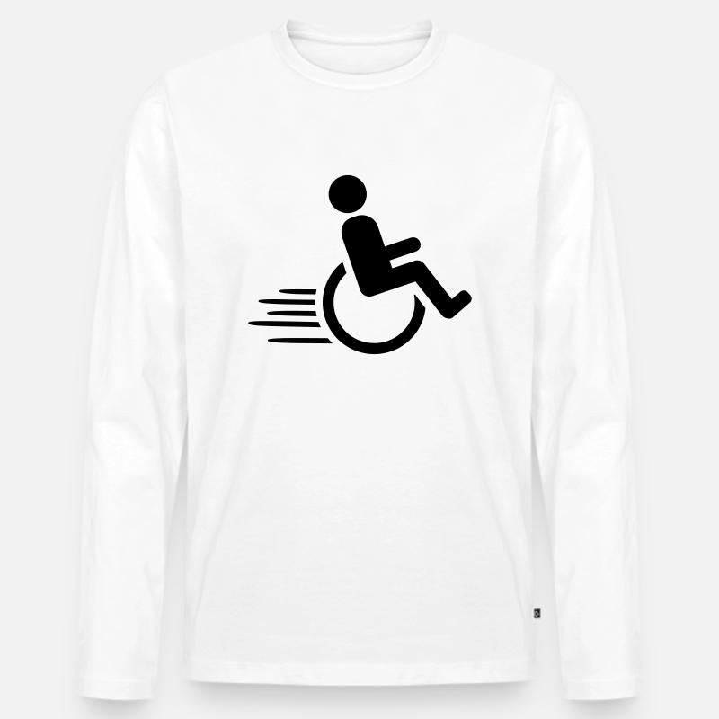 Rollstuhl - Männer Premium Bio Langarmshirt - Weiß
