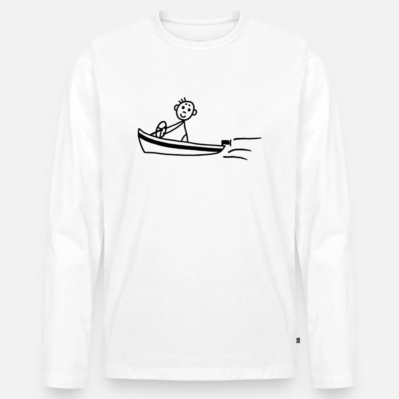 Motorboot - Boot - Männer Premium Bio Langarmshirt - Weiß