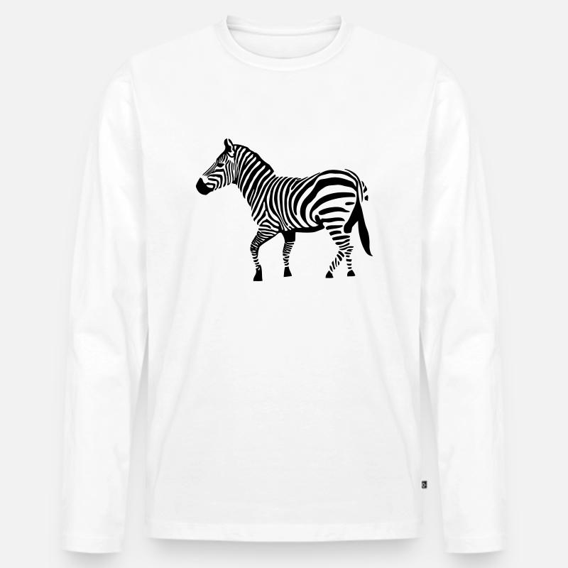 zebra Zeichnung Zebra-Vektor-Savanne - Männer Premium Bio Langarmshirt - Weiß