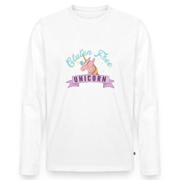 Glutenfreies Einhorn - Männer Premium Bio Langarmshirt - Weiß - Vorne - Nico (187cm)