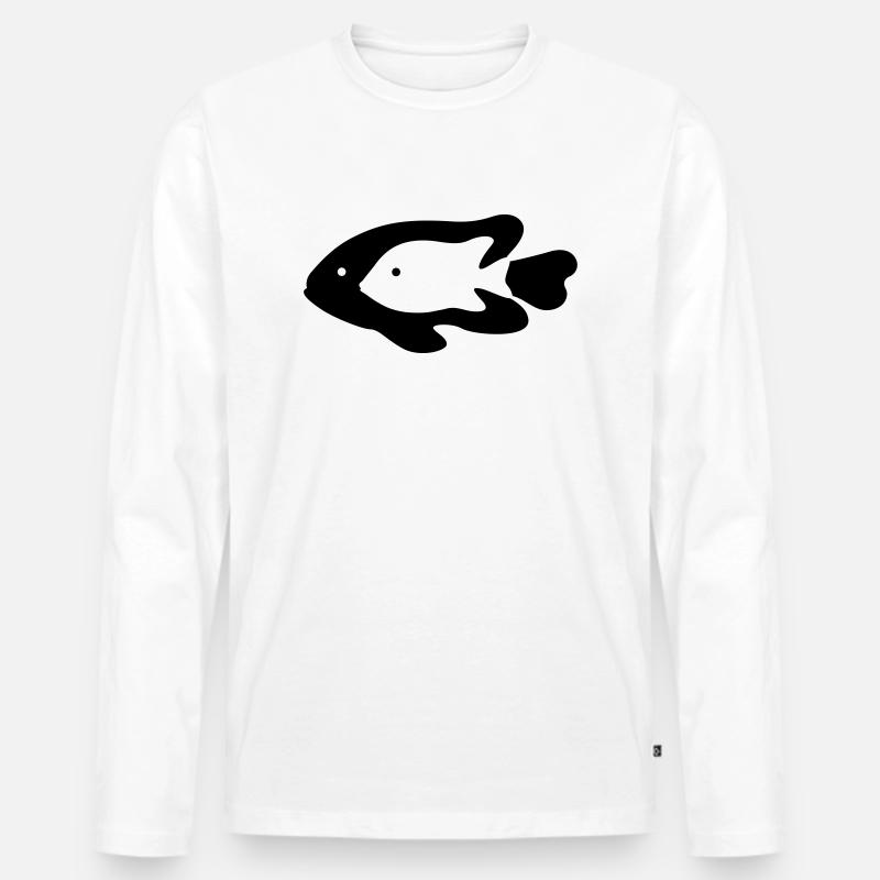 Fischen - Männer Premium Bio Langarmshirt - Weiß