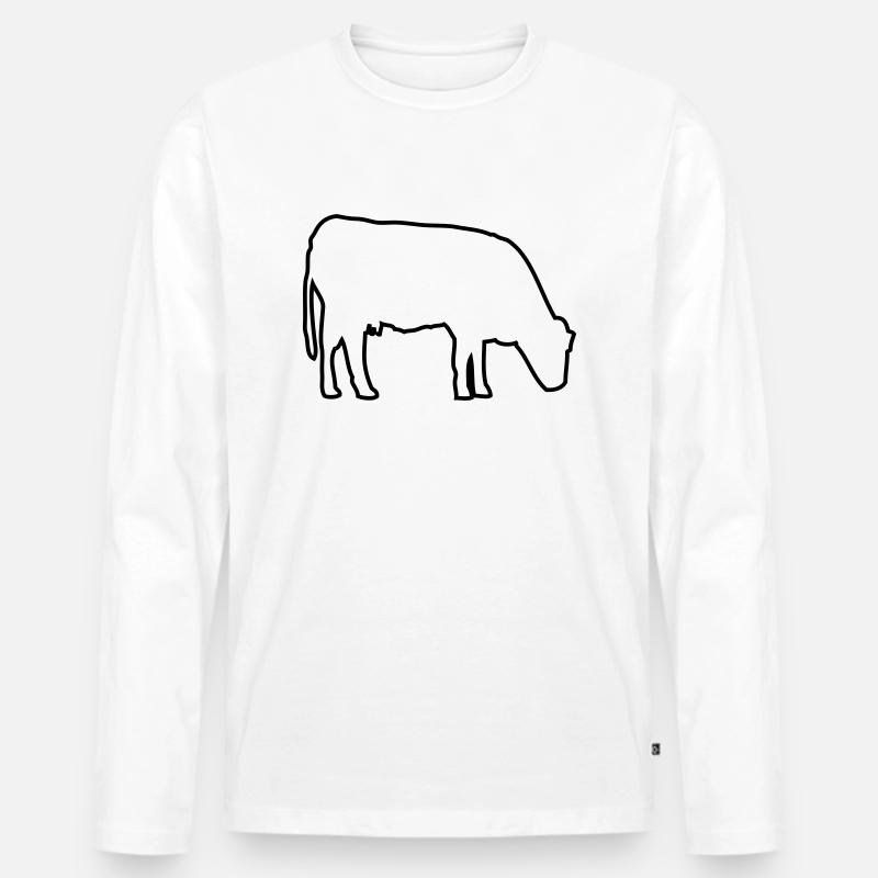 kuh - Männer Premium Bio Langarmshirt - Weiß