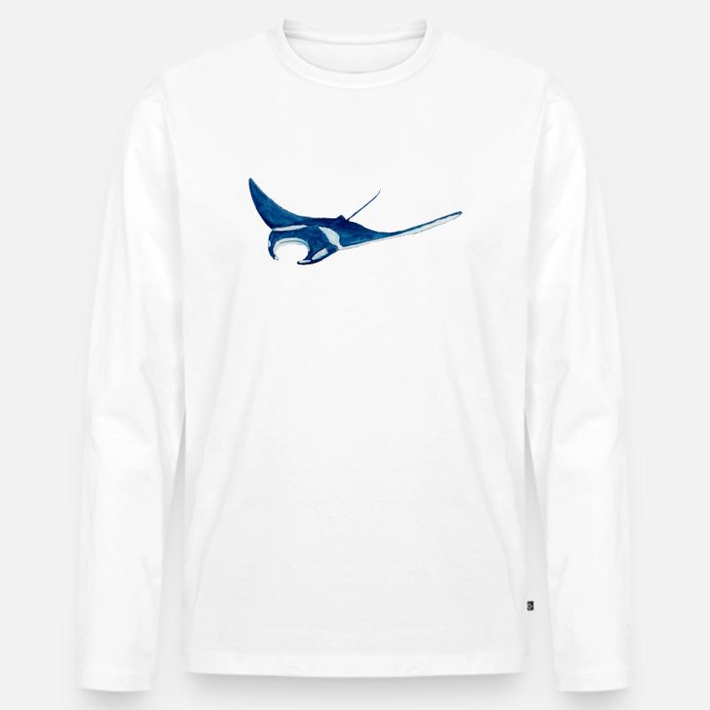 Manta ray var2 - Männer Premium Bio Langarmshirt - Weiß