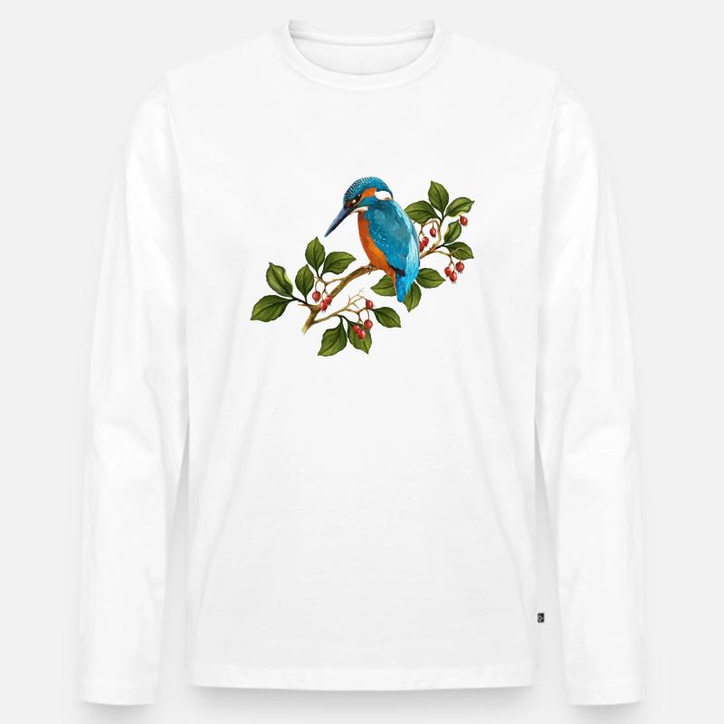 Bunter Vogel - Männer Premium Bio Langarmshirt - Weiß