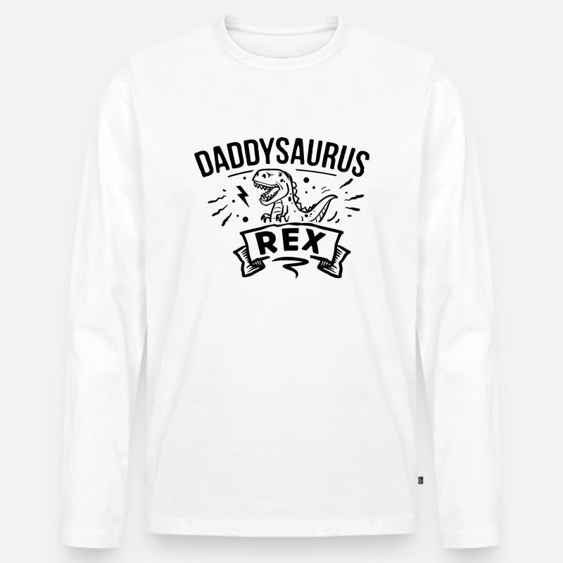 Daddysaurus - Männer Premium Bio Langarmshirt - Weiß