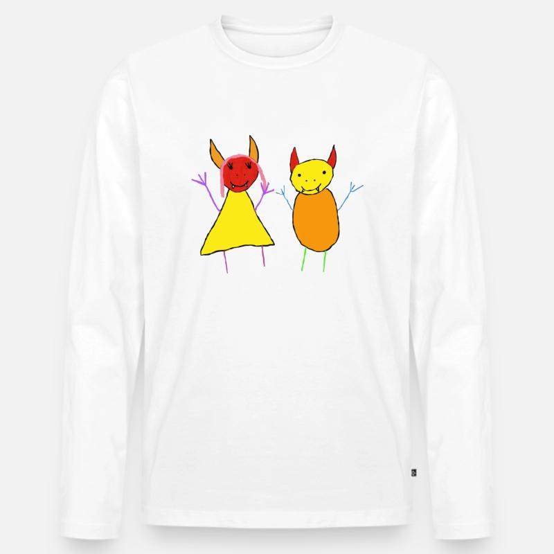 Teufel Paar - Devil Bunt - Monster - Männer Premium Bio Langarmshirt - Weiß