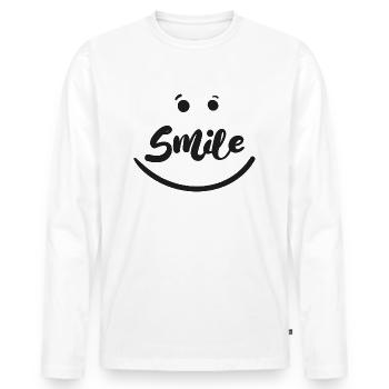 Smile - Men's Premium Organic Long Sleeve Shirt - white - Front - Nico (187cm)