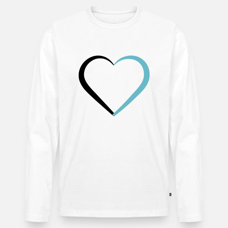 Herz - Männer Premium Bio Langarmshirt - Weiß