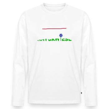 Contra Rasenmähen, pro Naturwiese - Männer Premium Bio Langarmshirt - Weiß - Vorne - Nico (187cm)