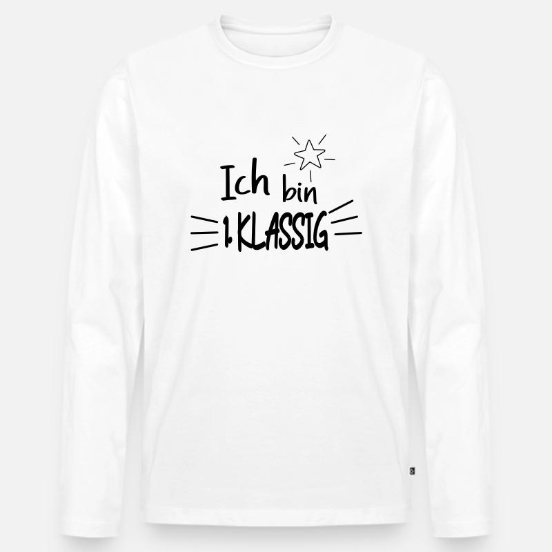 Ich bin 1 Klassig - Männer Premium Bio Langarmshirt - Weiß