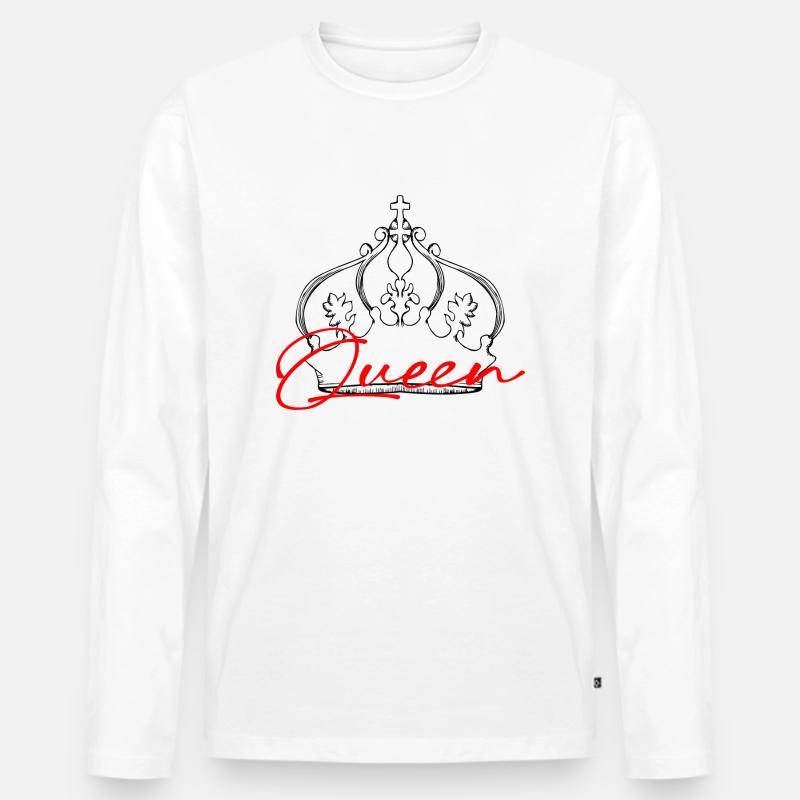 Queen - Männer Premium Bio Langarmshirt - Weiß