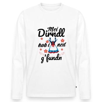 Dirndl | Mei Dirndl hob i ned g'fundn - Männer Premium Bio Langarmshirt - Weiß - Vorne - Nico (187cm)