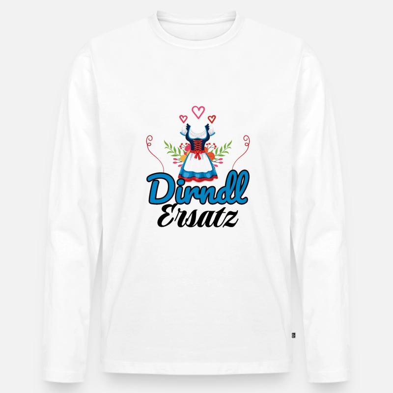 Dirndl Ersatz - Männer Premium Bio Langarmshirt - Weiß