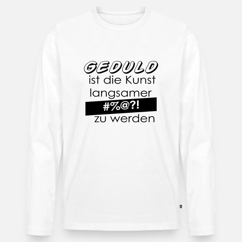 Geduld - Männer Premium Bio Langarmshirt - Weiß