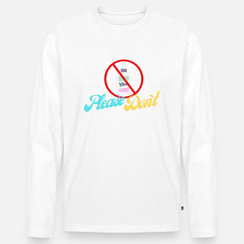 Sekundenkleber please don`t - Männer Premium Bio Langarmshirt - Weiß