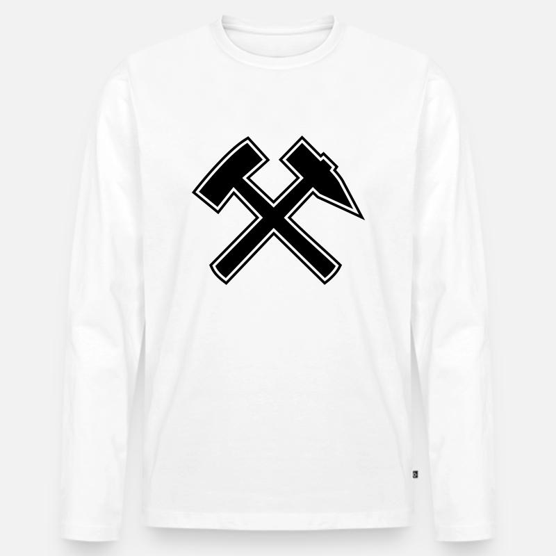 Schlaegel Eisen Kontur - Männer Premium Bio Langarmshirt - Weiß