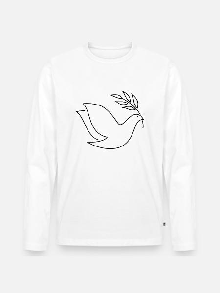 Friedenstaube schwarz - Männer Premium Bio Langarmshirt - Weiß