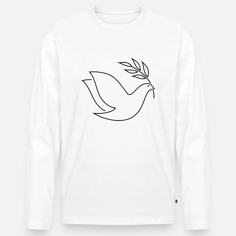 Friedenstaube schwarz - Männer Premium Bio Langarmshirt - Weiß