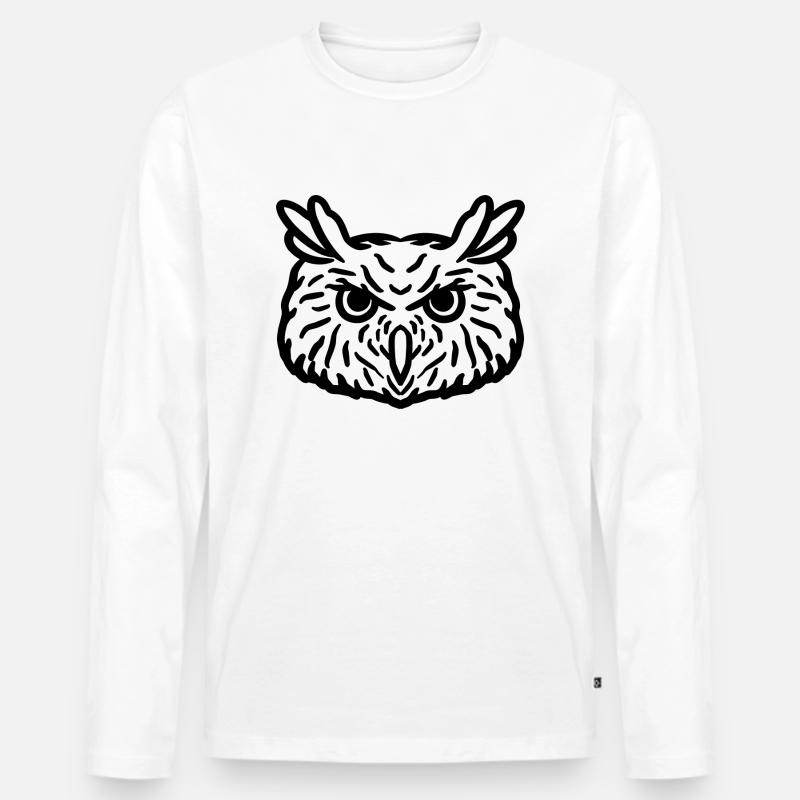 Eule schwarz - Männer Premium Bio Langarmshirt - Weiß
