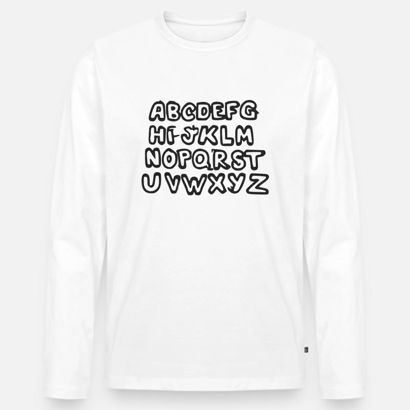 Das Alphabet - Männer Premium Bio Langarmshirt - Weiß