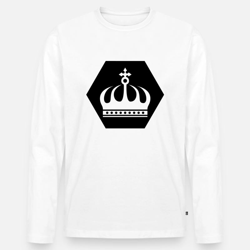 krone - Männer Premium Bio Langarmshirt - Weiß
