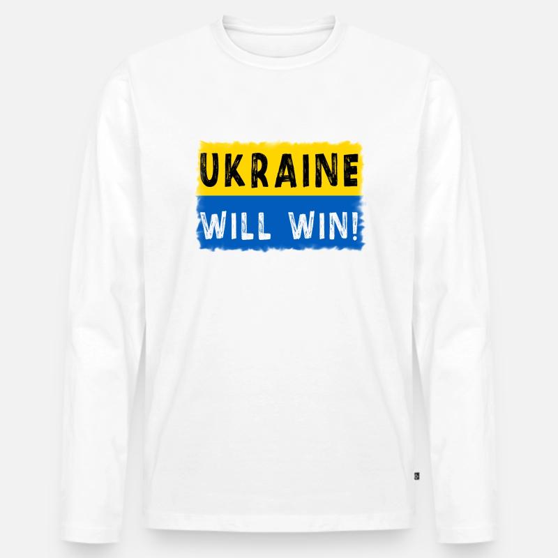 Ukraine will win - Männer Premium Bio Langarmshirt - Weiß