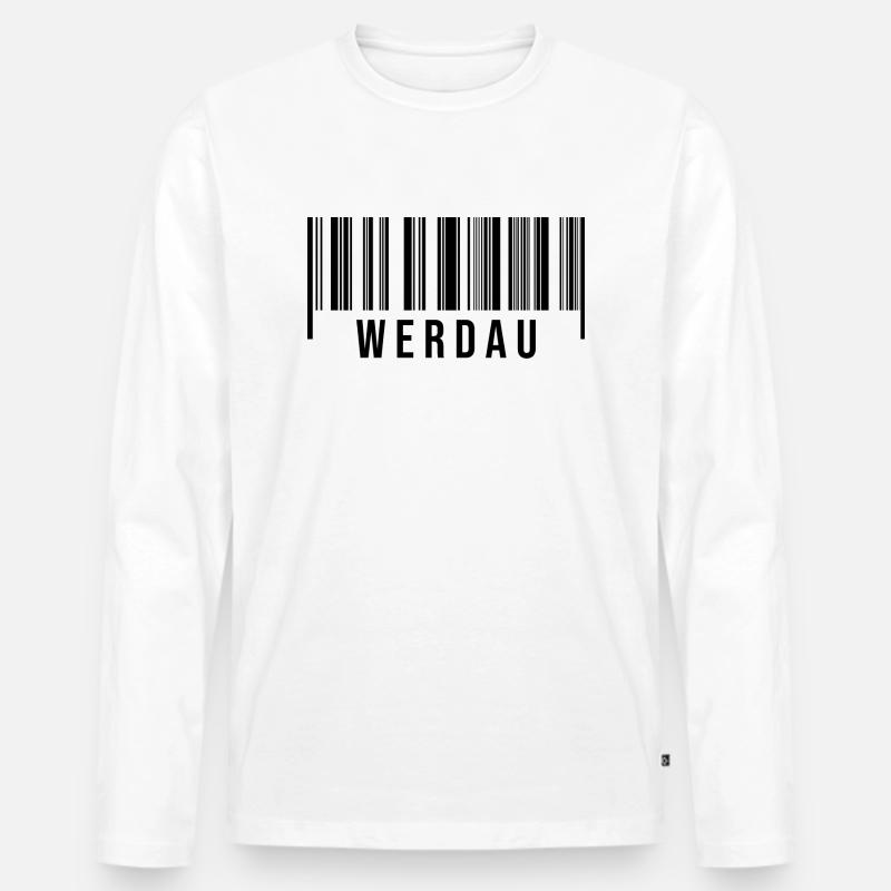 Erzgebirge Strichcode Werdau - Männer Premium Bio Langarmshirt - Weiß