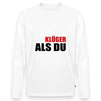 Einer von uns beiden ist klüger als du - Männer Premium Bio Langarmshirt - Weiß - Vorne - Nico (187cm)