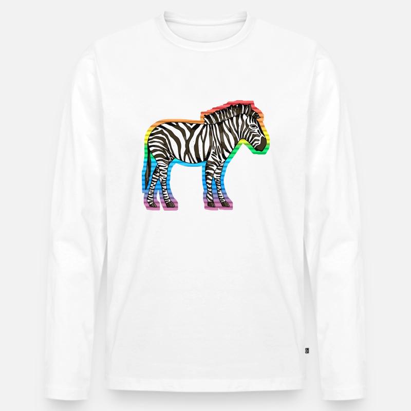 Zebra - Männer Premium Bio Langarmshirt - Weiß