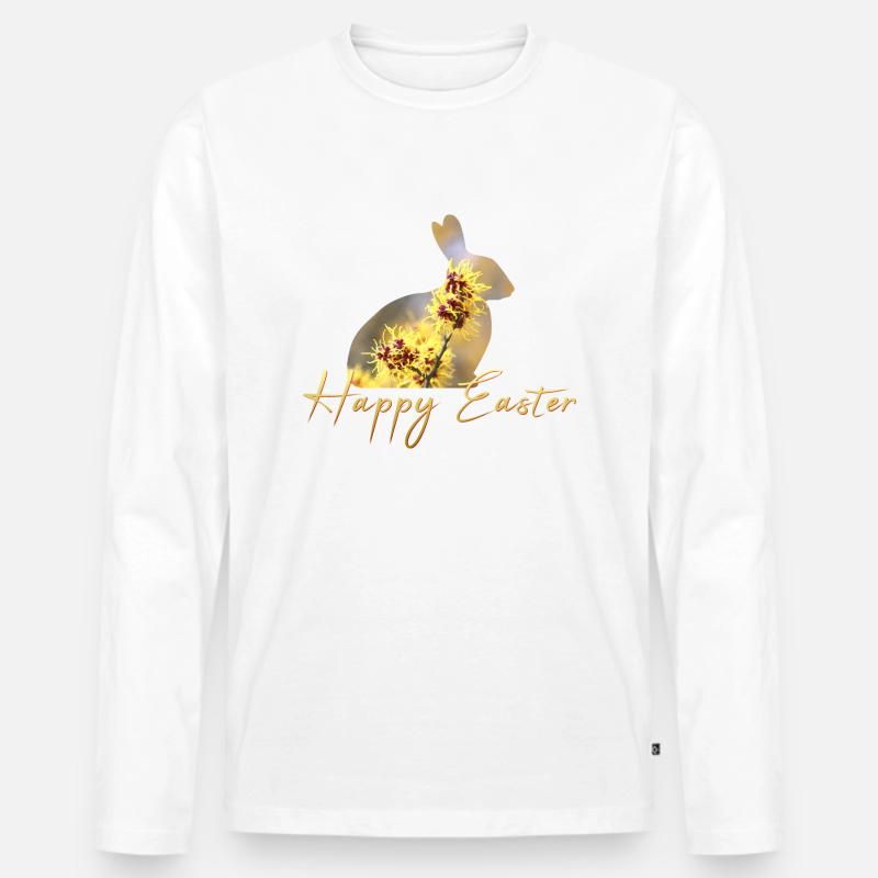 Happy Easter rabbit - Männer Premium Bio Langarmshirt - Weiß