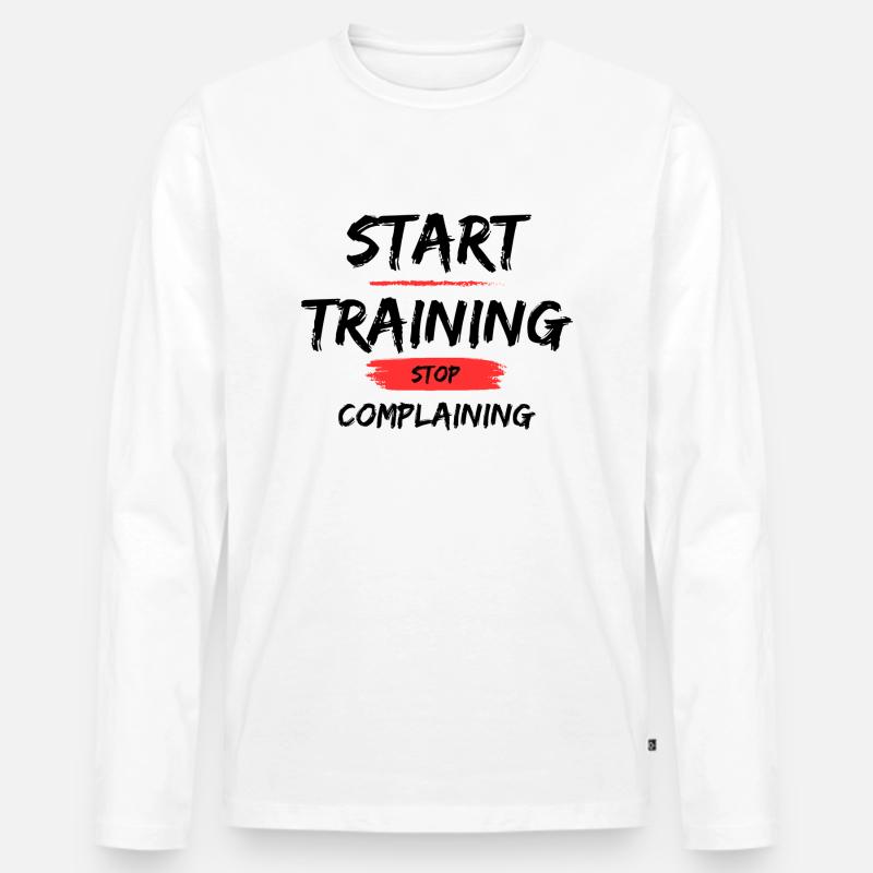 Start Training - Männer Premium Bio Langarmshirt - Weiß