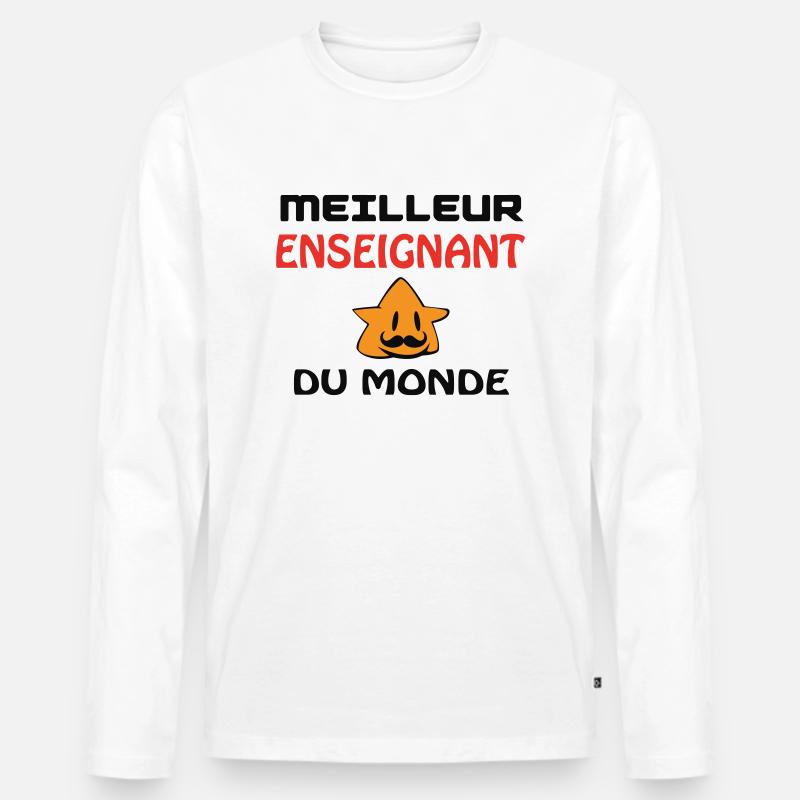 BESTER LEHRER DER WELT - Männer Premium Bio Langarmshirt - Weiß