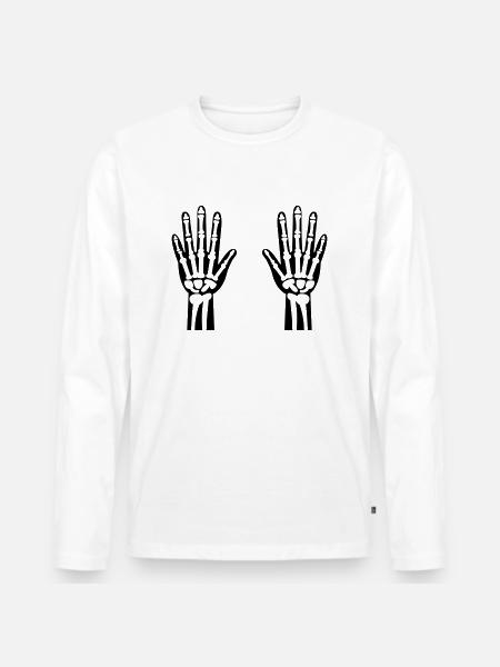 Skeleton Hands 01 - Men's Premium Organic Long Sleeve Shirt - white