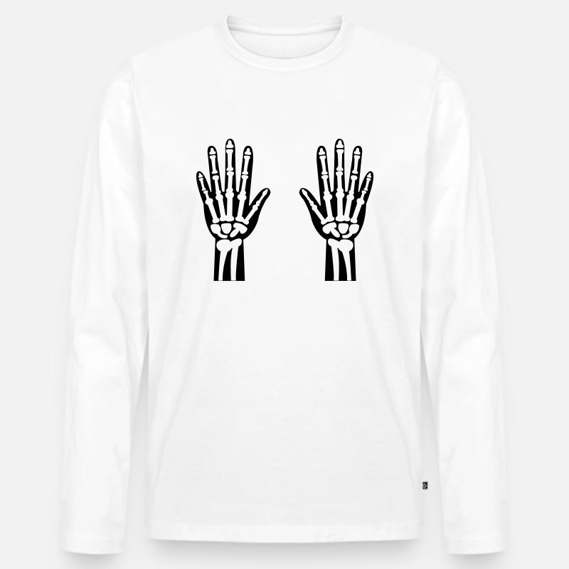 skelett hände 01 - Männer Premium Bio Langarmshirt - Weiß