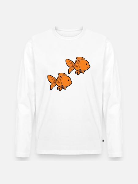 Fish Goldfish - Men's Premium Organic Long Sleeve Shirt - white