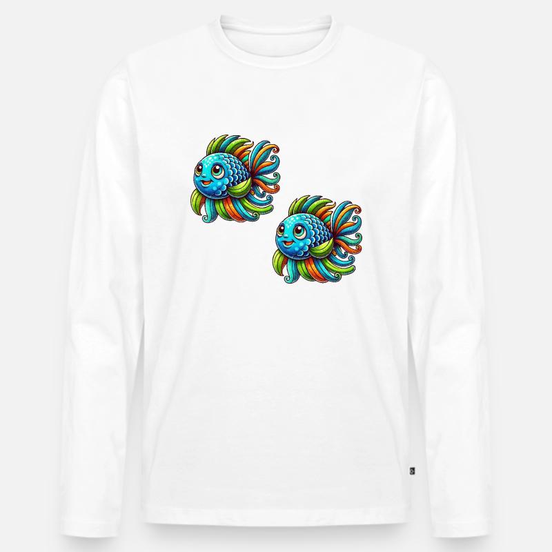 fisch comic 2 - Männer Premium Bio Langarmshirt - Weiß