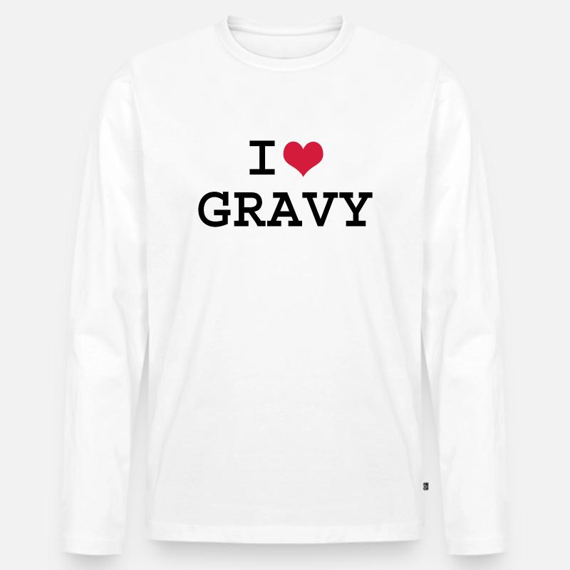 Ich liebe Gravy - Männer Premium Bio Langarmshirt - Weiß
