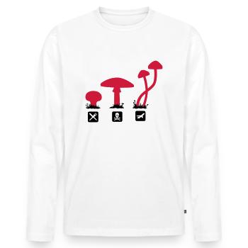 Mushrooms, psilocybin food killing flies - Men's Premium Organic Long Sleeve Shirt - white - Front - Nico (187cm)