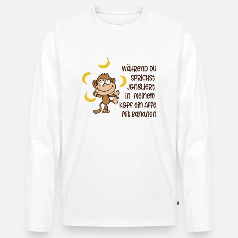 Affe mit Bananen - Männer Premium Bio Langarmshirt - Weiß