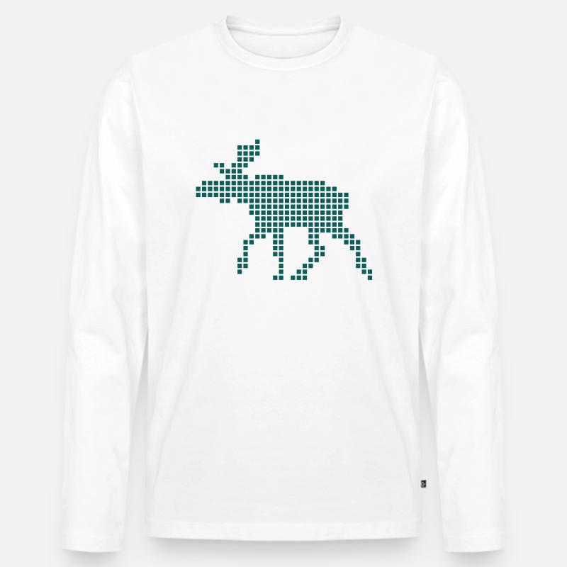 Pixel Elch - Männer Premium Bio Langarmshirt - Weiß