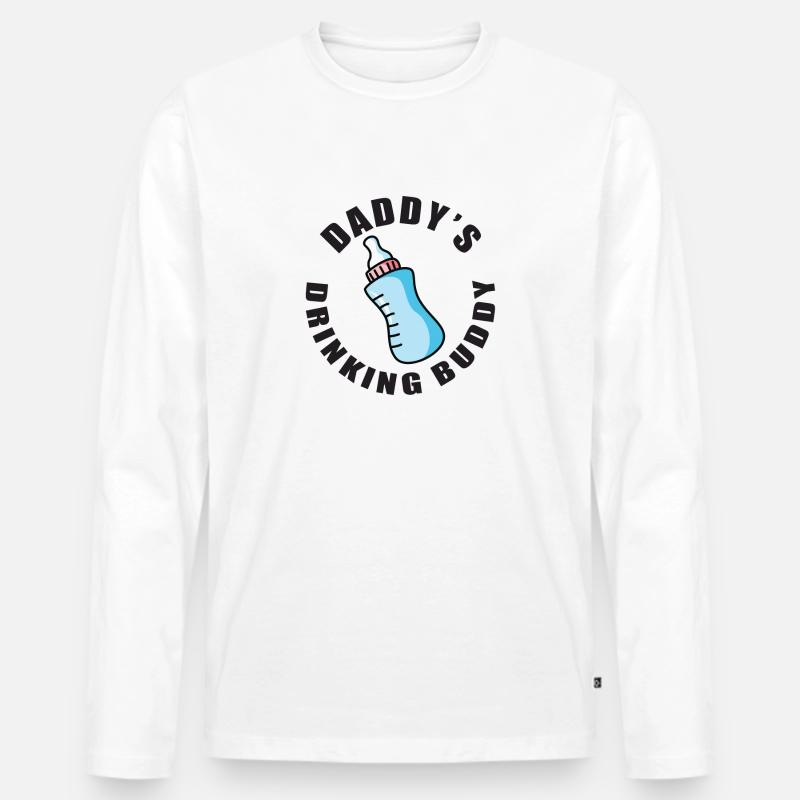 Daddy´s drinking Buddy - Männer Premium Bio Langarmshirt - Weiß