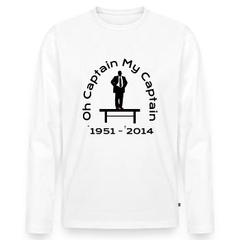 Oh Captain My Captain - Tribute - Männer Premium Bio Langarmshirt - Weiß - Vorne - Nico (187cm)