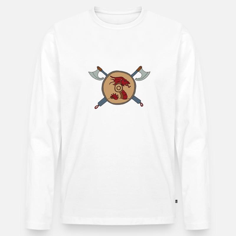 Wikinger Schild Vikings - Männer Premium Bio Langarmshirt - Weiß