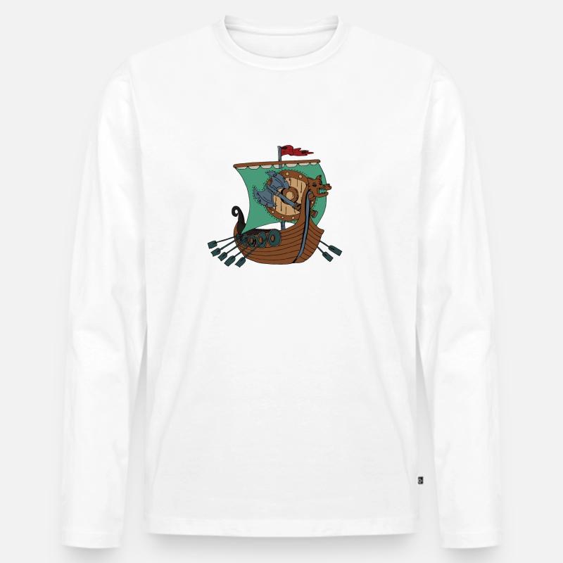 Wikinger Schiff Vikings - Männer Premium Bio Langarmshirt - Weiß