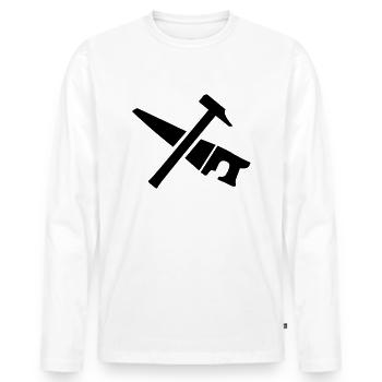 Scie Marteau - T-shirt manches longues Premium bio Homme - blanc - Devant - Nico (187cm)